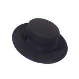 Autumn Winter Wool Boater Flat Top Hat For Women's Felt Wide Brim Fedora Hat Jazz Cap Classic Bowler Gambler Top Hat daiiibabyyy