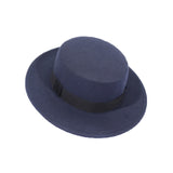 Autumn Winter Wool Boater Flat Top Hat For Women's Felt Wide Brim Fedora Hat Jazz Cap Classic Bowler Gambler Top Hat daiiibabyyy