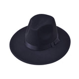 Autumn Winter Wool Boater Flat Top Hat For Women's Felt Wide Brim Fedora Hat Jazz Cap Classic Bowler Gambler Top Hat daiiibabyyy
