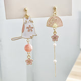 Korean Style Flower Cute Animal Dangle Earrings For Women Moon Stars Kitten Rabbit Balloon Asymmetric Earring Party Jewelry Gift daiiibabyyy