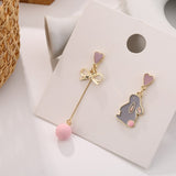 Korean Style Flower Cute Animal Dangle Earrings For Women Moon Stars Kitten Rabbit Balloon Asymmetric Earring Party Jewelry Gift daiiibabyyy