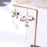 Korean Style Flower Cute Animal Dangle Earrings For Women Moon Stars Kitten Rabbit Balloon Asymmetric Earring Party Jewelry Gift daiiibabyyy
