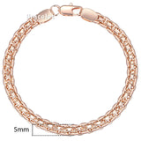 5mm Bracelet On Hand for Women Men 585 Rose Gold Bismark Link Chain Copper Bracelets Elegant Jewelry Gifts  20cm GB422 daiiibabyyy