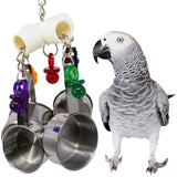 2021 Parrot Toy Stainless Steel 4 pots string Bird Chewing Bite Toys Pet Supplies Acrylic Cage Pendant Decor Bird Supplies daiiibabyyy