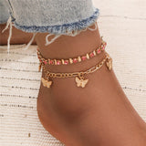 WUKALO New Fashion Bohemia Vintage Summer Gold Color Flower Anklet for Women Coin Pendant Chain Ankle Bracelet Foot Jewelry daiiibabyyy