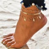 WUKALO New Fashion Bohemia Vintage Summer Gold Color Flower Anklet for Women Coin Pendant Chain Ankle Bracelet Foot Jewelry daiiibabyyy