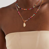 17KM Bohemian Colorful Bead Shell Necklace for Women Summer Short Beaded Collar Clavicle Choker Necklace Female Jewelry daiiibabyyy