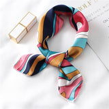 Women Small Satin Silk Scarf Square Print Wrap Foulard Femme Handkerchief Bandana Neck Hair Skinny Tie Scarves Shawls daiiibabyyy