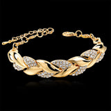 Bohemian Style Women Girls Gold Bracelet  Rhinestone Leaves Chain Bangle Luxury Wedding Jewelry Simple Fashion Elegant New daiiibabyyy