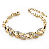 Bohemian Style Women Girls Gold Bracelet  Rhinestone Leaves Chain Bangle Luxury Wedding Jewelry Simple Fashion Elegant New daiiibabyyy