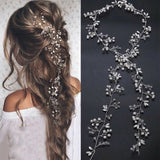 Crystal Pearl Bridal Tiaras Hairbands Hairpins Bridesmaid Diamante Hair Vine Accessories Wedding Jewelry 35cm Headwear daiiibabyyy