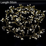 Crystal Pearl Bridal Tiaras Hairbands Hairpins Bridesmaid Diamante Hair Vine Accessories Wedding Jewelry 35cm Headwear daiiibabyyy