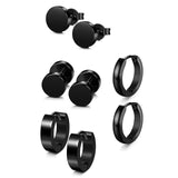 1 Set Different Types Shape Unisex Black Color Stainless Steel Piercing Earring For Women Men Punk Gothic Barbell Earring daiiibabyyy