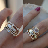 Daiiibabyyy 4 pcs/set Geometric Gold Color Combination Round Zircon Crystal Rings Set  for Women Engagement Party Wedding Rings Hand Jewelry