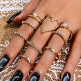 2021 Vintage Bohemian Ring Sets Heart Butterfly Gold Color Rings Crystal Geometric Knuckle Midi Rings for Women Jewelry Gifts daiiibabyyy