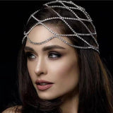 2021 Hollow Rhinestone Mesh Headpiece Wedding Head Chain Jewelry for Women Luxury Crystal Headband Head Cap Hat Hair Accessories daiiibabyyy
