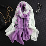 Color matching women scarf summer silk scarves for lady shawls and wraps organza Hollowed flowers beach stoles bandana foulard daiiibabyyy