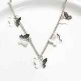 New Hot Sale Fashion Butterfly Pendant Necklace Alloy Double-Layer Clavicle Chain Butterfly Dangle Necklace Female Jewelry Gift daiiibabyyy