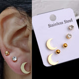 Stainless Steel Earrings Small Cute Butterfly Star Moon Heart Stud Earrings Set Punk Piercing Earing Women's Minimalist Jewelry daiiibabyyy