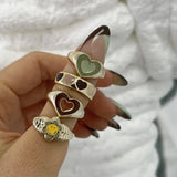 Wholesale Jewelry New Colorful Ring for Women Glossy Dripping Love Heart Rings Peach Heart Ring Exquisite Wild Trend Jewelry daiiibabyyy