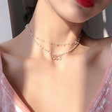 ZOVOLI Dainty Pearl Flower Bow-knot Choker Necklace Long Chain Pearl Heart Gold Coin Pendant Necklaces For Women Fashion Jewelry daiiibabyyy
