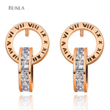 BLINLA Fashion New Stainless Steel Acrylic Crystal Stud Earrings for Women Jewelry Vintage Roman Numerals Smmaallye Earring 2021 daiiibabyyy