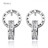 BLINLA Fashion New Stainless Steel Acrylic Crystal Stud Earrings for Women Jewelry Vintage Roman Numerals Smmaallye Earring 2021 daiiibabyyy