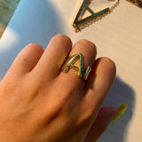 Initial A-Z Letter Rings For Women Stainless Steel Gold Alphabet Name Adjustable Finger Ring Jewelry Gift Bijoux Femme Chunky