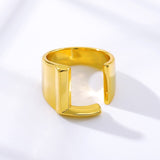 Initial A-Z Letter Rings For Women Stainless Steel Gold Alphabet Name Adjustable Finger Ring Jewelry Gift Bijoux Femme Chunky daiiibabyyy