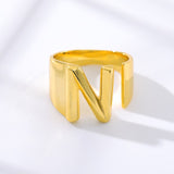 Initial A-Z Letter Rings For Women Stainless Steel Gold Alphabet Name Adjustable Finger Ring Jewelry Gift Bijoux Femme Chunky daiiibabyyy