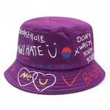 New Kpop Bucket Hat Women Embroidery Letters Double Side Cotton Reversible Sun Protection Cap Men's Panama Hat Fisherman Hats daiiibabyyy