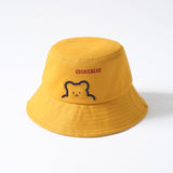 New Kpop Bucket Hat Women Embroidery Letters Double Side Cotton Reversible Sun Protection Cap Men's Panama Hat Fisherman Hats daiiibabyyy