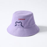 New Kpop Bucket Hat Women Embroidery Letters Double Side Cotton Reversible Sun Protection Cap Men's Panama Hat Fisherman Hats daiiibabyyy