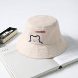 New Kpop Bucket Hat Women Embroidery Letters Double Side Cotton Reversible Sun Protection Cap Men's Panama Hat Fisherman Hats daiiibabyyy