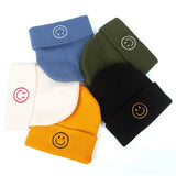 Cute Smile Crochet Knit Cap Beanie 2019 Autumn New Solid Warm Skullies Beanies Caps Female Knitted Hat Ladies Girls Winter Hats daiiibabyyy