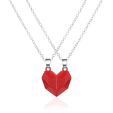2Pcs/Lot Magnetic Couple Necklace Friendship Heart Pendant Distance Faceted Charm Necklace Women Valentine's Day Gift 2021 daiiibabyyy