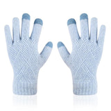 Female Winter Warm Knitted Full Finger Gloves Men Solid Woolen Touch Screen Mittens Women Thick Warm Cycling Driving Gloves H46 daiiibabyyy