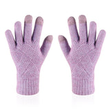 Female Winter Warm Knitted Full Finger Gloves Men Solid Woolen Touch Screen Mittens Women Thick Warm Cycling Driving Gloves H46 daiiibabyyy