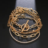 Punk Metal Marble Geometric Bracelet Set Women's Vintage Thick Chain Metal Charm Bangles Bracelet Fashion Trend Jewelry Gift daiiibabyyy