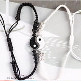 Couple Bracelets Hematite Leather Cord Braid Chain Bracelet Chinese Tai Chi Alloy Pendant Two-piece Woven Lover Bracelet Gift daiiibabyyy