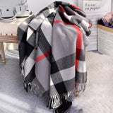 Autumn and Winter New Scarf Female British Bagh Bristled Cashmere Scarf Shawl Dual-use Thick Couple Scarf daiiibabyyy