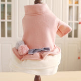 Winter Autumn Dog Cat Dress Coat with letter bowknot puppy dog clothing teddy poodle clothes for Dogs small pet daiiibabyyy