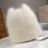 New Winter Warm lovely  Knitted Hats for Women Casual Soft Warm Angola Rabbit Fur Beanie hats for glris lady Bonnet Gorros daiiibabyyy