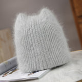 New Winter Warm lovely  Knitted Hats for Women Casual Soft Warm Angola Rabbit Fur Beanie hats for glris lady Bonnet Gorros daiiibabyyy