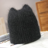 New Winter Warm lovely  Knitted Hats for Women Casual Soft Warm Angola Rabbit Fur Beanie hats for glris lady Bonnet Gorros daiiibabyyy