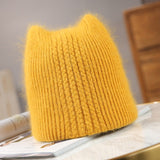 New Winter Warm lovely  Knitted Hats for Women Casual Soft Warm Angola Rabbit Fur Beanie hats for glris lady Bonnet Gorros daiiibabyyy