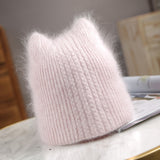 New Winter Warm lovely  Knitted Hats for Women Casual Soft Warm Angola Rabbit Fur Beanie hats for glris lady Bonnet Gorros daiiibabyyy