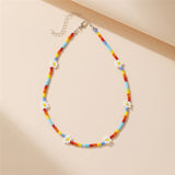 17KM Bohemian Colorful Bead Shell Necklace for Women Summer Short Beaded Collar Clavicle Choker Necklace Female Jewelry daiiibabyyy
