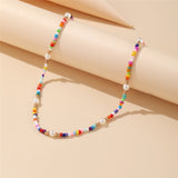 17KM Bohemian Colorful Bead Shell Necklace for Women Summer Short Beaded Collar Clavicle Choker Necklace Female Jewelry daiiibabyyy