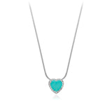 Korean New Exquisite Blue Crystal Necklace Fashion Temperament Love Pendant Necklace Female Jewelry daiiibabyyy